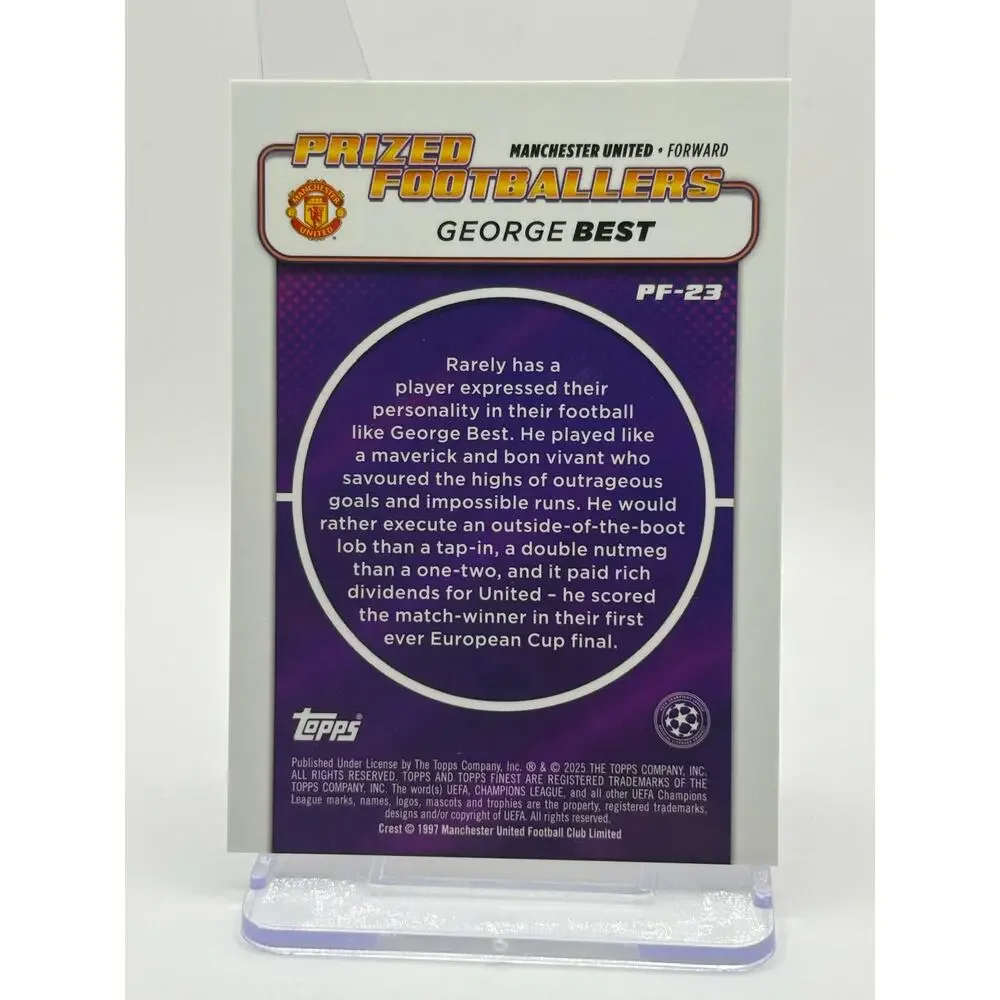 2024-25 Topps Finest UEFA George Best Prized Footballers Blue Refractor 81/150 - Picture 2 of 2